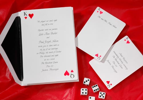 A cute idea for invitations Personalized poker chip favors are also pretty